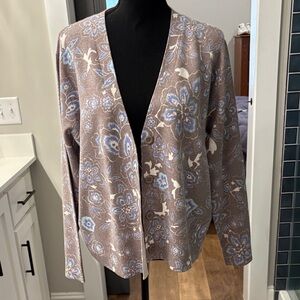 Sioni Gray and Blue Floral Cardigan